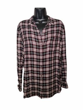 Theory Wool Button Up Plaid Shirt